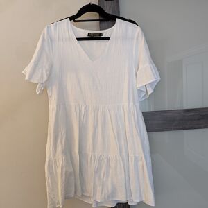 White V-Neck Dress